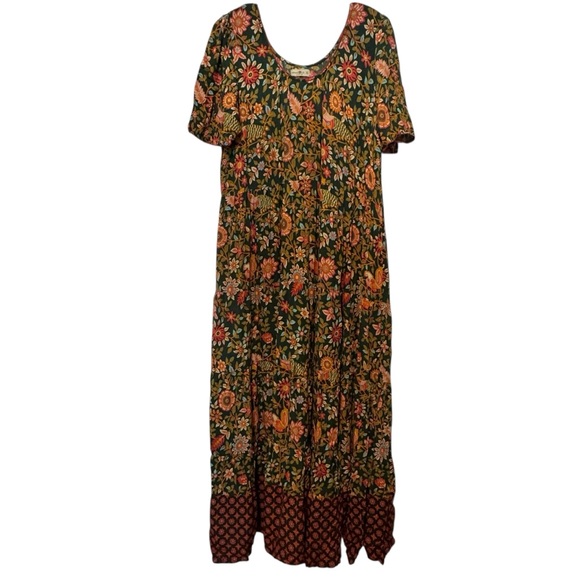NATURAL LIFE Floral Maxi Dress - Green and Orange - Picture 2 of 9